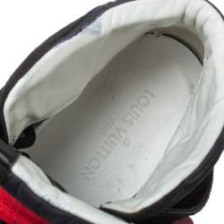 Pre Owned Louis Vuitton Black Suede And Fabric Slipstream High Top Sneakers Size 44.5