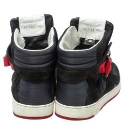 Pre Owned Louis Vuitton Black Suede And Fabric Slipstream High Top Sneakers Size 44.5