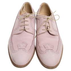 مملوكة مسبقًا Louis Vuitton Pink Brogue Nubuck Leather Melrose Derby Size 43