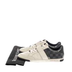 Pre Owned Louis Vuitton White Leather And Damier Graphite Canvas Low Top Sneakers Size 40