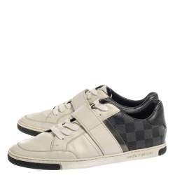 Pre Owned Louis Vuitton White Leather And Damier Graphite Canvas Low Top Sneakers Size 40