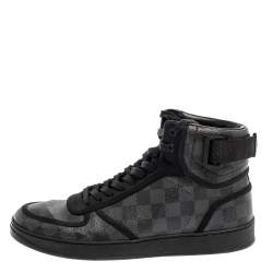 Pre Owned Louis Vuitton Grey/Black Damier Graphite Canvas Rivoli High Top Sneakers Size 42