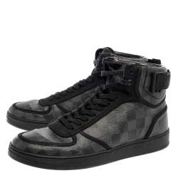 Pre Owned Louis Vuitton Grey/Black Damier Graphite Canvas Rivoli High Top Sneakers Size 42
