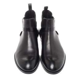 Pre Owned Louis Vuitton Black Leather Greenwich Ankle Boots Size 42.5
