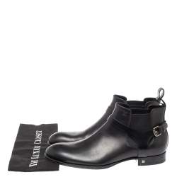 Pre Owned Louis Vuitton Black Leather Greenwich Ankle Boots Size 42.5