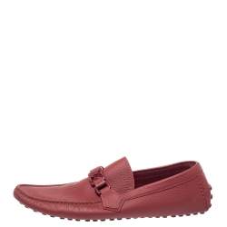 مملوكة مسبقًا Louis Vuitton Red Leather Hockenheim Slip On Loafers Size 43