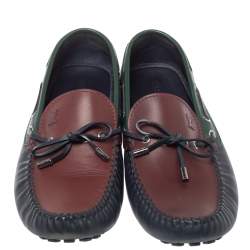 Pre Owned Louis Vuitton Tricolor Leather Arizona Slip On Loafers Size 46.5