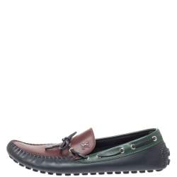 Pre Owned Louis Vuitton Tricolor Leather Arizona Slip On Loafers Size 46.5