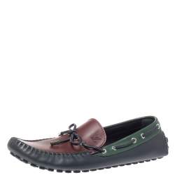 Pre Owned Louis Vuitton Tricolor Leather Arizona Slip On Loafers Size 46.5