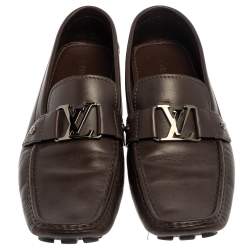 Pre Owned Louis Vuitton Brown Leather Monte Carlo Loafers  Size 46