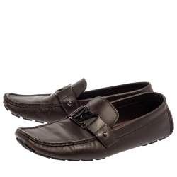 Pre Owned Louis Vuitton Brown Leather Monte Carlo Loafers  Size 46