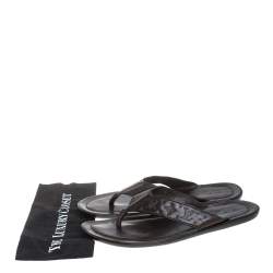 مملوكة مسبقًا صندل سلايد بإصبع لوى فيتون جلد بنى مقاس 44.5 