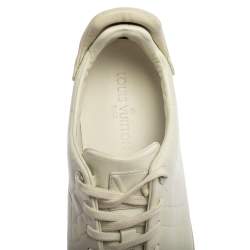 Louis Vuitton White Embossed Leather Frontrow Low-Top Sneaker Size 42.5