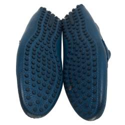 Louis Vuitton Blue Leather Hockenheim Slip On Loafers Size 42.5