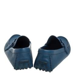 Louis Vuitton Blue Leather Hockenheim Slip On Loafers Size 42.5