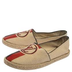 Pre Owned Louis Vuitton Beige Canvas Espadrille Slip On Loafers Size 41