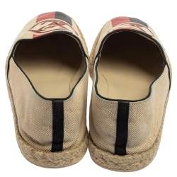 Pre Owned Louis Vuitton Beige Canvas Espadrille Slip On Loafers Size 41