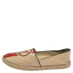 Pre Owned Louis Vuitton Beige Canvas Espadrille Slip On Loafers Size 41