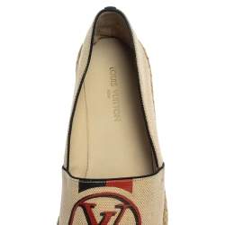 Pre Owned Louis Vuitton Beige Canvas Espadrille Slip On Loafers Size 41