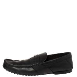 Louis Vuitton Black Leather Slip On Loafers Size 43.5