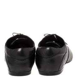 مملوكة مسبقًا حذاء أوكسفوردز لوي فيتون جلد دامييه أسود منقوش برباط مقاس 45