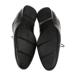 مملوكة مسبقًا حذاء أوكسفوردز لوي فيتون جلد دامييه أسود منقوش برباط مقاس 45