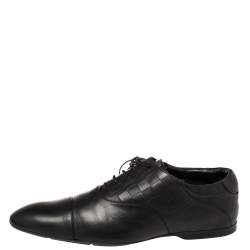 Louis Vuitton Black Damier Embossed Leather Lace Up Oxfords Size 45