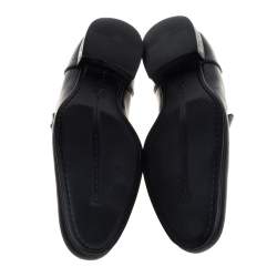 Louis Vuitton Black Leather Logo Perforated Slip On Loafers Size 40