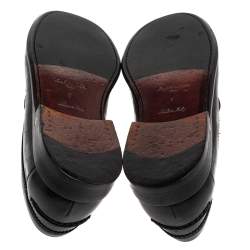 Louis Vuitton Black Leather Damier Embossed Santiago Loafers Size 41