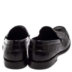 Louis Vuitton Black Leather Damier Embossed Santiago Loafers Size 41