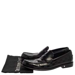 Louis Vuitton Black Leather Damier Embossed Santiago Loafers Size 41
