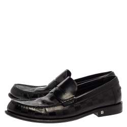 Louis Vuitton Black Leather Damier Embossed Santiago Loafers Size 41