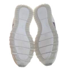 Louis Vuitton White Iridescent Leather And Technical Rubber Run Away Sneakers Size 45