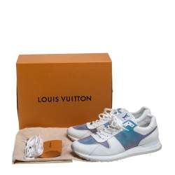 Louis Vuitton White Iridescent Leather And Technical Rubber Run Away Sneakers Size 45