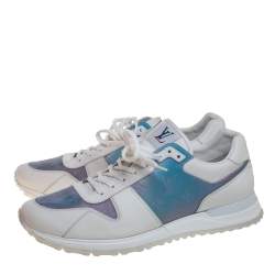 Louis Vuitton White Iridescent Leather And Technical Rubber Run Away Sneakers Size 45
