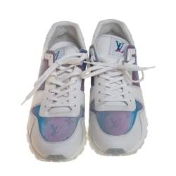 Louis Vuitton White Iridescent Leather And Technical Rubber Run Away Sneakers Size 45