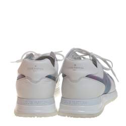 Louis Vuitton White Iridescent Leather And Technical Rubber Run Away Sneakers Size 45