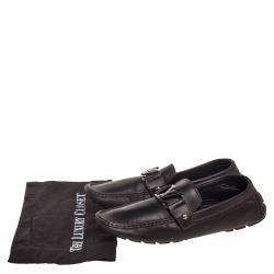 Pre Owned Louis Vuitton Dark Brown Leather Monte Carlo Loafers Size 43