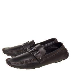 Pre Owned Louis Vuitton Dark Brown Leather Monte Carlo Loafers Size 43