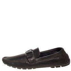 Pre Owned Louis Vuitton Dark Brown Leather Monte Carlo Loafers Size 43
