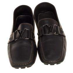 Pre Owned Louis Vuitton Dark Brown Leather Monte Carlo Loafers Size 43