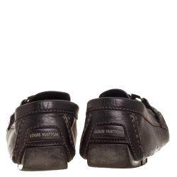 Pre Owned Louis Vuitton Dark Brown Leather Monte Carlo Loafers Size 43