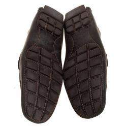 Pre Owned Louis Vuitton Dark Brown Leather Monte Carlo Loafers Size 43
