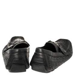 مملوكة مسبقًا Louis Vuitton Navy Blue Woven Leather Monte Carlo Loafers Size 42