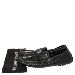 مملوكة مسبقًا Louis Vuitton Navy Blue Woven Leather Monte Carlo Loafers Size 42