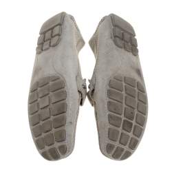 Pre Owned حذاء لوفرز لوي فيتون مونت كارلو كاروهات دامييه أيبي سويدي رمادي مقاس 42