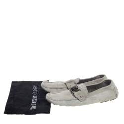 Pre Owned حذاء لوفرز لوي فيتون مونت كارلو كاروهات دامييه أيبي سويدي رمادي مقاس 42
