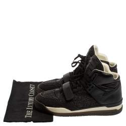 Pre Owned Louis Vuitton Black Leather And Mesh Trailblazer High Top Sneakers Size 41.5