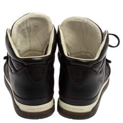 Pre Owned Louis Vuitton Black Leather And Mesh Trailblazer High Top Sneakers Size 41.5