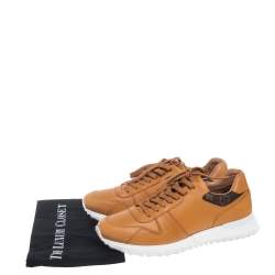 Pre Owned Louis Vuitton Tan/Brown Monogram Canvas And Leather Run Away Sneakers Size 41.5